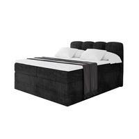 BOXBETT mit Matratze H3|H4 - NINA KING - 180x200 cm - Schwarz - Graubraun, Holzwerkstoff (180/200cm) - ALTDECOR