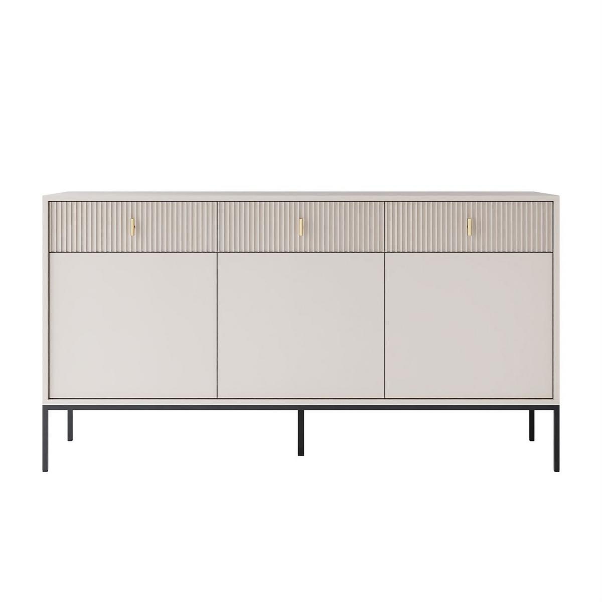 SIDEBOARDS MIDNIGHT 3D3S mit drei Schubladen auf Gestell kaschmir - Kaschmir/Schwarz, Holzwerkstoff (154.5/82.5/39cm) - Lookway