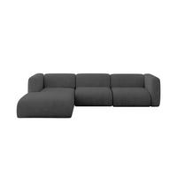 ECKSOFA Ottomane Links MIRA-L2 318x179x89 Dunkelgrau Velours - Dunkelgrau/Schwarz, Holzwerkstoff/Kunststoff (318/179cm) - ALTDECOR