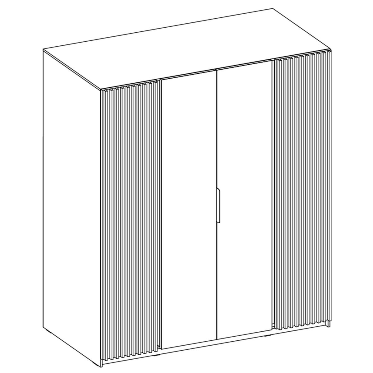 KLEIDERSCHRANK Nehir Korpus Eiche Evoke, Front Eiche Evoke/Schwarz 200 cm - 4T Modern mit 2 Lamellentüren außen - Eichefarben, Holzwerkstoff/Kunststoff (200/239/61.9cm) - AX Living