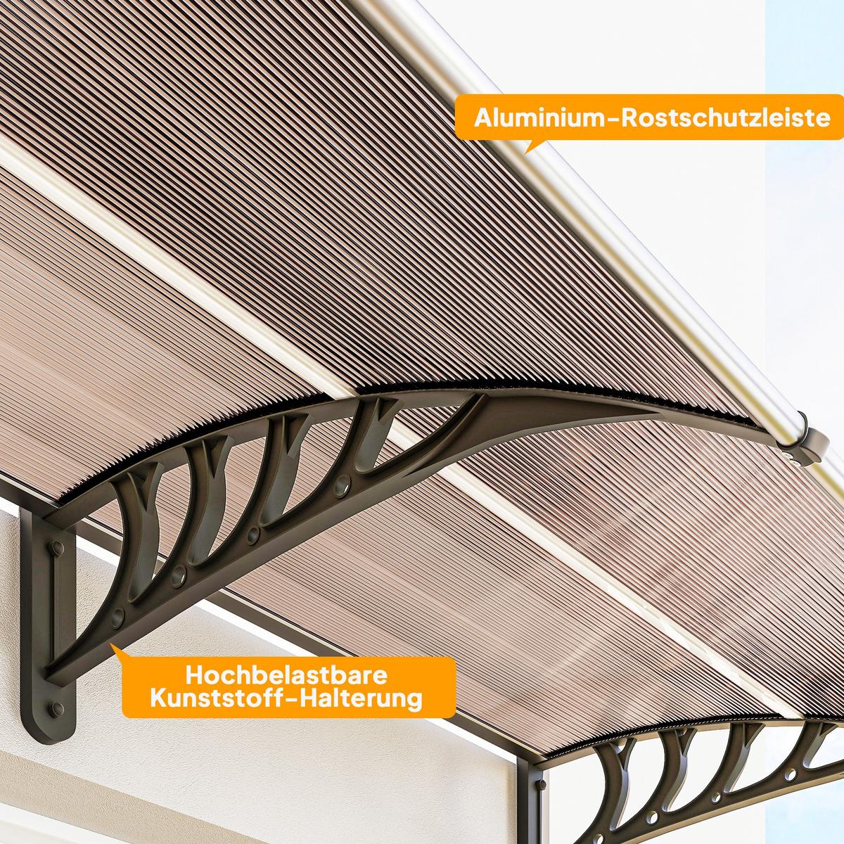 PULTVORDACH Polycarbonate Aluminium Braun Schwarz - Schwarz, Kunststoff/Metall (96/27/303cm) - Outsunny