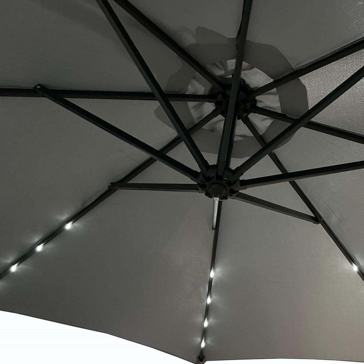 GARTENSCHIRM mit LED, Solar Grau 300/245/300 - Grau, Textil/Metall (300/300cm) - RAUMHIRSCH FURNITURE