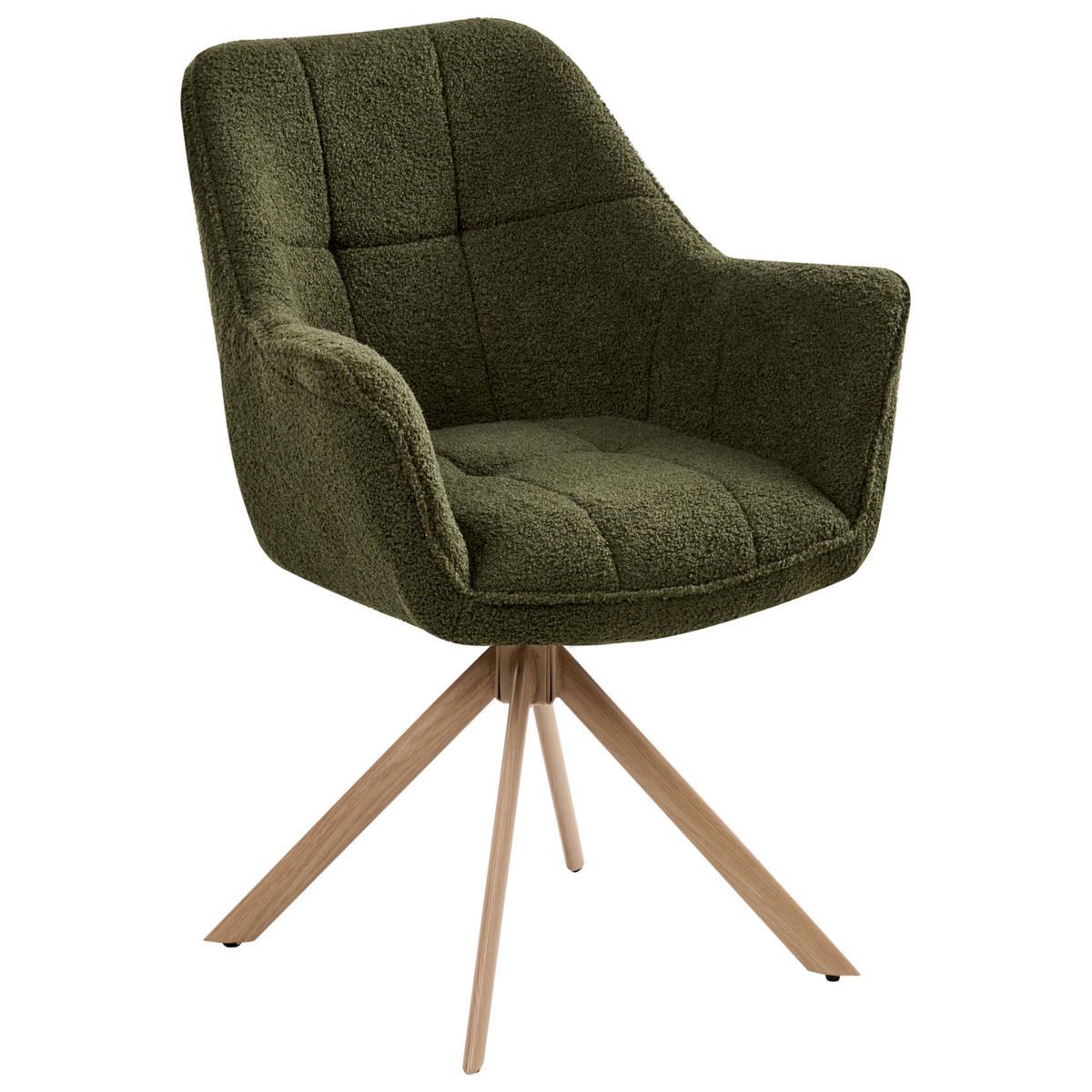 ESSZIMMERSTUHL drehbar Bouclé Grün Hayden - Braun/Grün, Textil (64/85/69cm) - Beliani