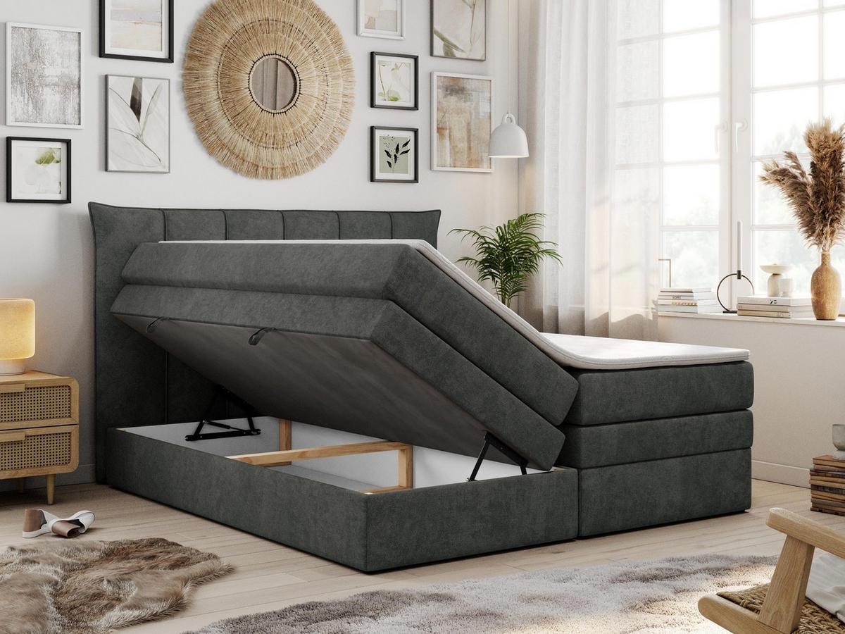 BOXSPRINGBETT PREMIUM 10 KING 200/200 Dunkelgrau Struktur - H3 - Dunkelgrau, Holz/Textil (200/200cm) - MKS
