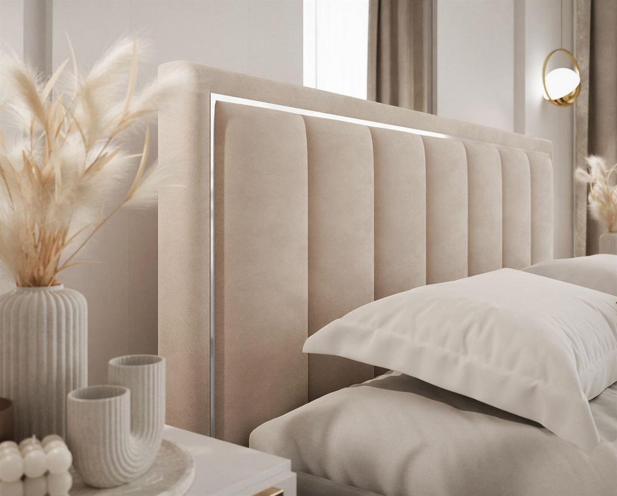POLSTERBETT AURELIA SILVER mit Stauraum und Metallrahmen 120x200 Jasmine 22 - Creme, Textil (120/200cm) - Lookway