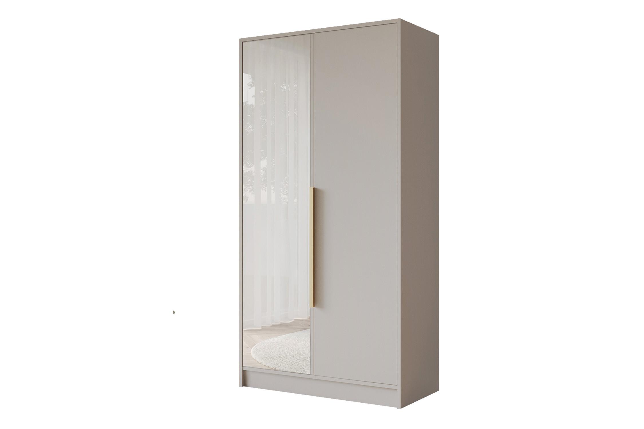 KLEIDERSCHRANK - LESE - 102 - Kaschmir - Kaschmir/Goldfarben, Holzwerkstoff (102/200/51cm) - ALTDECOR
