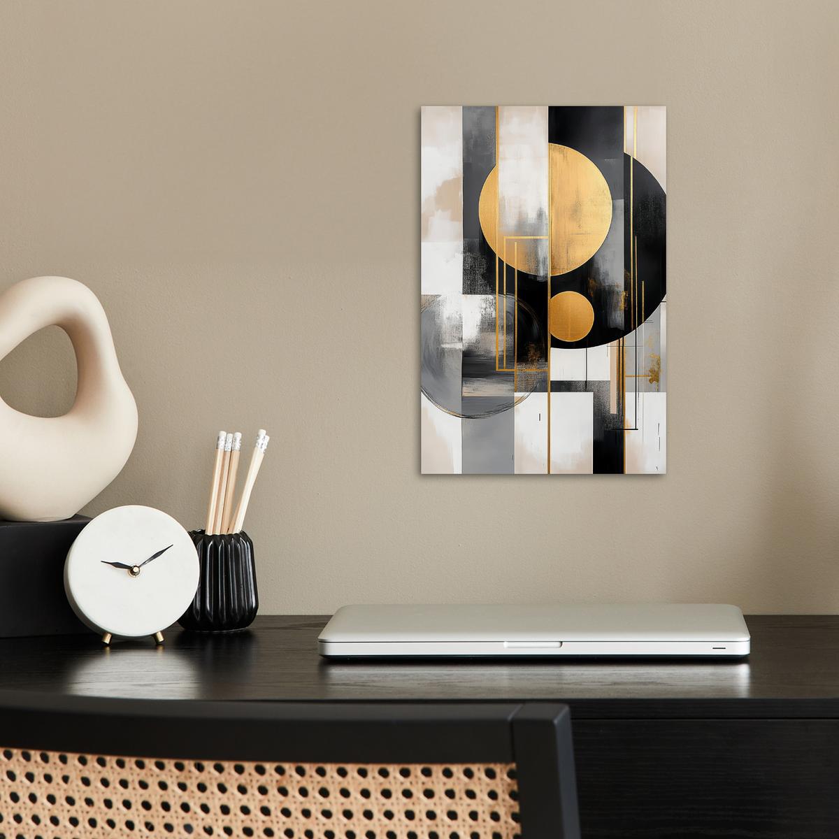 POSTER Abstrakt - Gold - Silber - Formen - Ästhetisch - Modern Room Decor 20x30 cm - Goldfarben, Papier (20/30/0.1cm) - MuchoWow