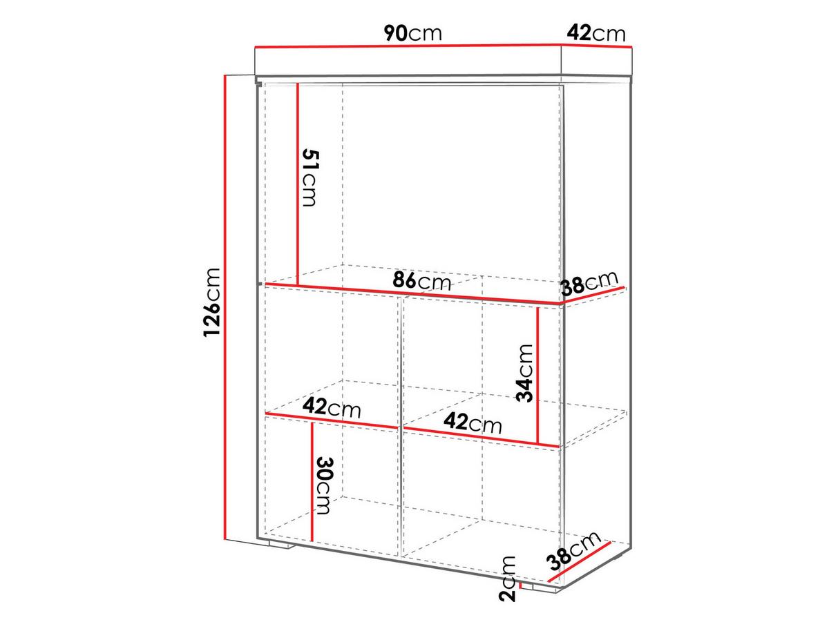 KOMMODE / SCHREIBTISCH Vera 90 mit LED Beleuchtung - Weiß Hochglanz/Alufarben, Holzwerkstoff/Kunststoff (90/126/42cm) - MIRJAN24