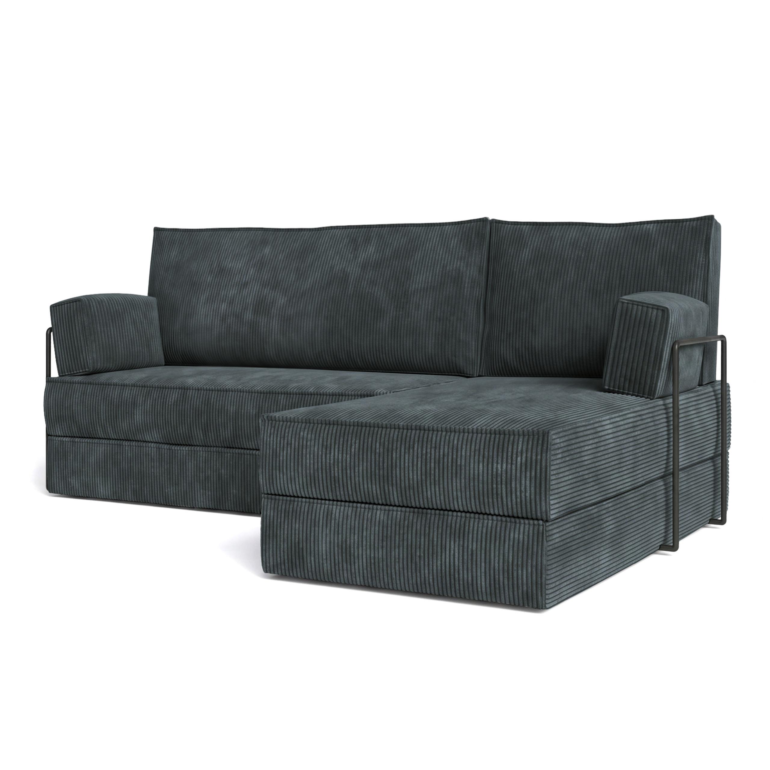 ECKSOFA NOTIA modulares Boneless Sofa mit Schlaffunktion Grau Kordstoff - Dunkelgrau, Textil (200/120cm) - MASSENO