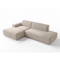 ECKSOFA L Form Didim Duo Beige 288/162/80 cm – stilvolle kleine Eckcouch Links - Beige/Schwarz, Kunststoff/Textil (288/162cm) - AX Living