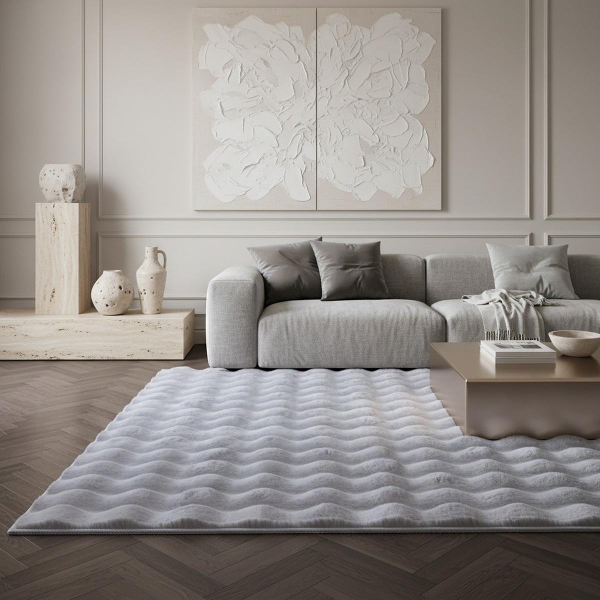 HOCHFLORTEPPICH Waschbar NAUDERS, einfarbig, Silber, 140 x 200 cm - Silberfarben, Textil (200/140cm) - KADIMA DESIGN