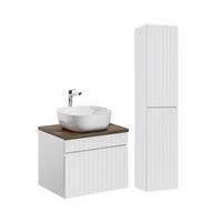 BADMÖBEL 60cm Zelie 2er-Set Weiß - Weiß, Holzwerkstoff (60/48/46cm) - Petits-meubles