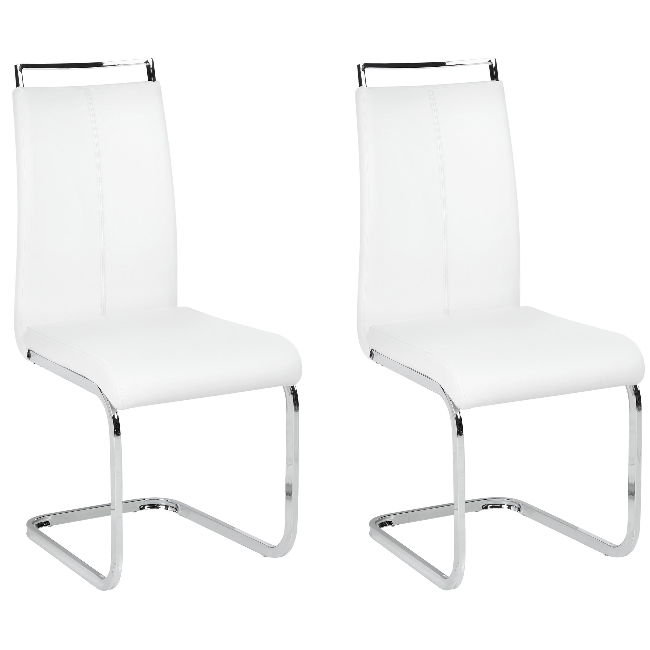 STUHL 2er-Set Kunstleder Weiß Greedin - Weiß, Textil/Metall (43/100/56cm) - Beliani