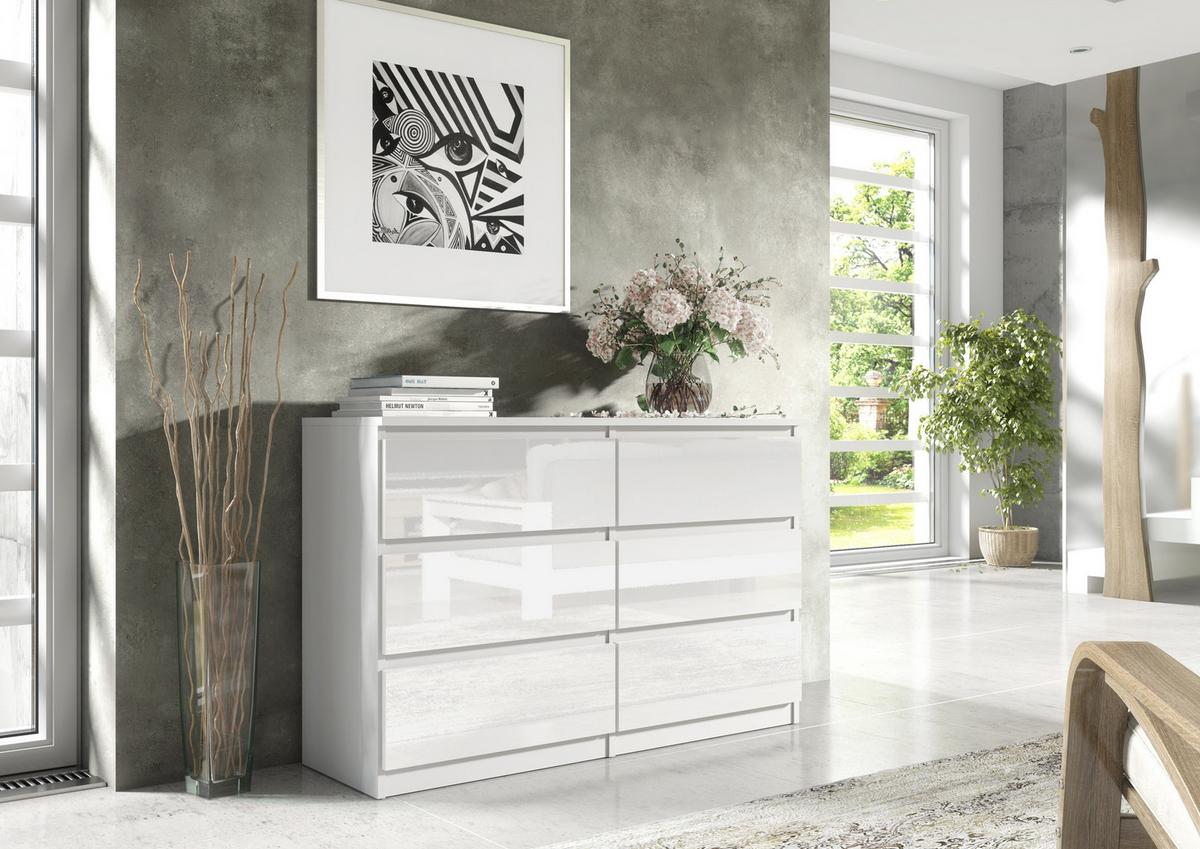 KOMMODE Weiß, Hochglanz 139/79/39 - Weiß Hochglanz/Weiß, Holzwerkstoff (139/79/39cm) - RAUMHIRSCH FURNITURE