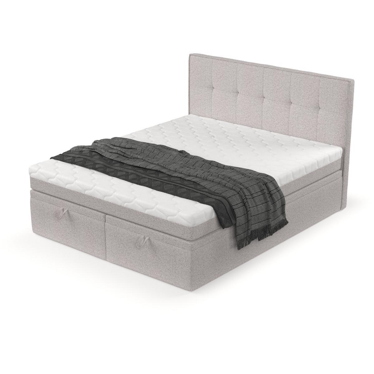 BOXBETT Arivo 180/200 cm Beige im Riva Stoff - Beige/Schwarz, Holz/Holzwerkstoff (180/200cm) - AltaBeds
