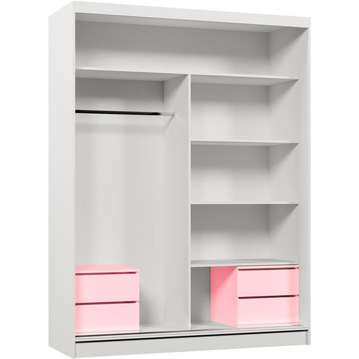 SCHWEBETÜRENSCHRANK Gaja 160/216/61 Weiß mit Spiegel und Schubladeneinsätze - Weiß, Holzwerkstoff (160/216/61cm) - Beautysofa