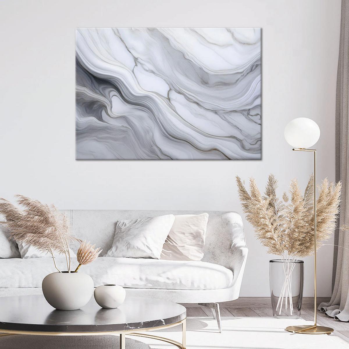 LEINWANDBILD Abstrakter grauer Marmorstein 60x40cm - Weiß, Textil (60/40cm) - Feeby