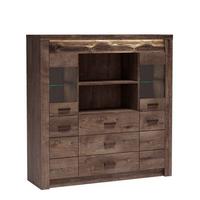 KOMMODE ZERI 137/141,5/42cm mit 3 Schubladen 4 Türen Braun - Dunkelbraun/Braun, Holzwerkstoff (137/141.5/42cm) - MASSENO