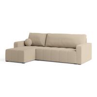 ECKSOFA VOLIRA Beige Boucle-Stoff mit Schlaffunktion - Beige, Holz (230/143cm) - MASSENO