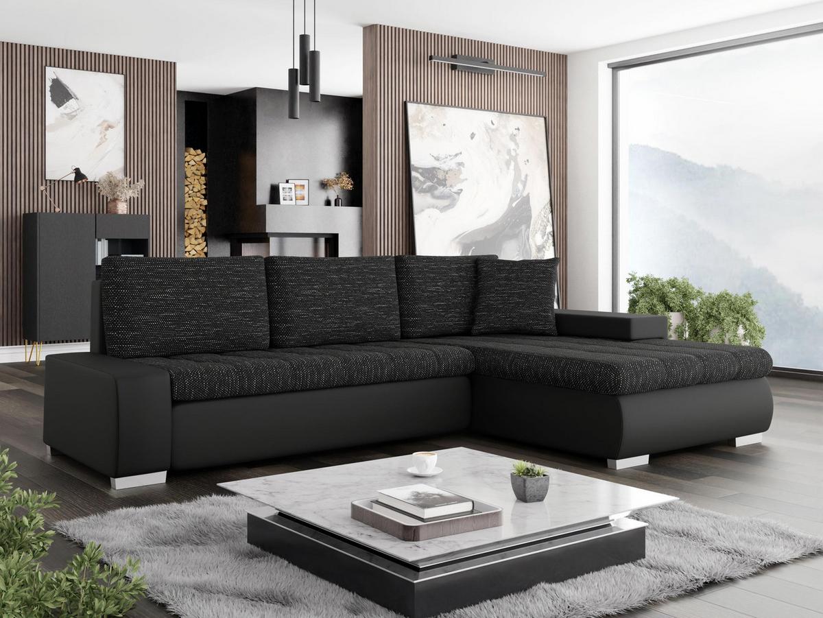 ECKSOFA Orkan Mini - Schwarz, Holz/Textil (265/185cm) - MIRJAN24
