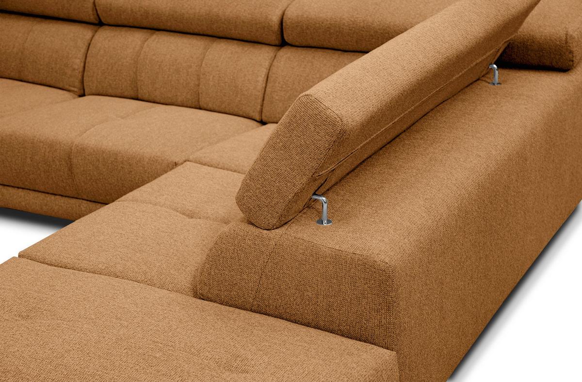 ECKSOFA MORELLO 5-Sitzer, orange - Schwarz/Orange, Holzwerkstoff/Textil (287/228cm) - Wozimo