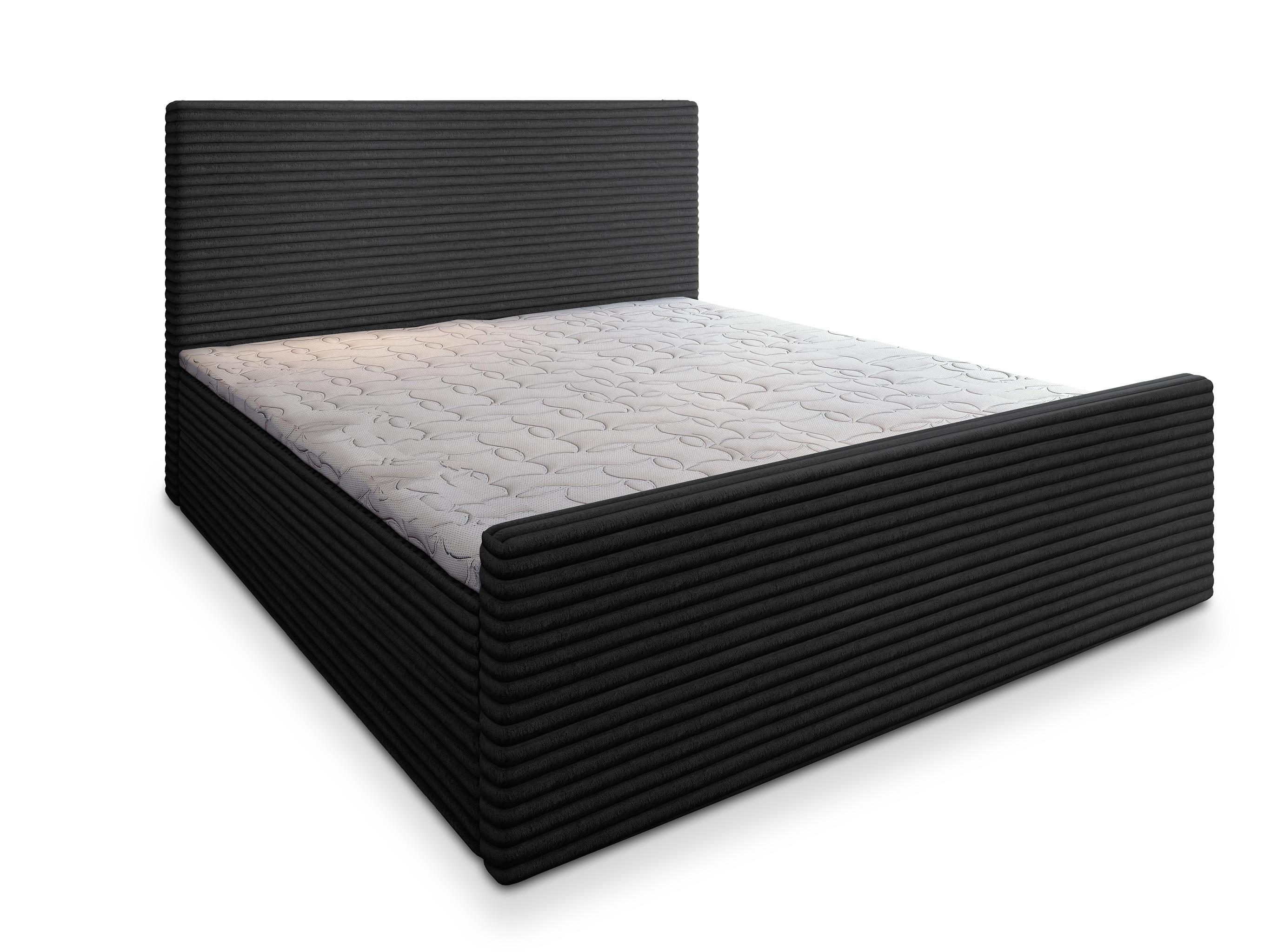 BOXBETT BRENTO 140x200 cm mit Matratze und Topper - Schwarz - Schwarz, Holz (140/200cm) - MASSENO