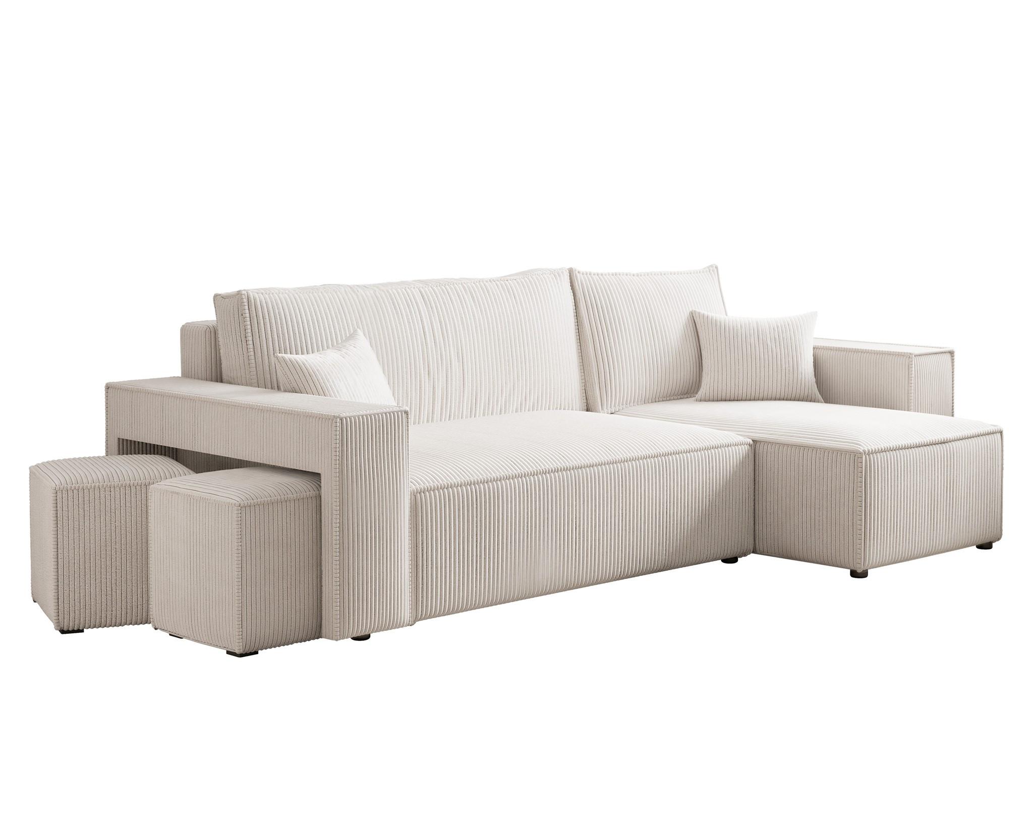 ECKSOFA Adara Inkl. Hocker - Weiß, Holzwerkstoff/Textil (145/262cm) - Fun Möbel