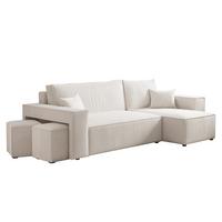 ECKSOFA Adara Inkl. Hocker - Weiß, Holzwerkstoff/Textil (145/262cm) - Fun Möbel