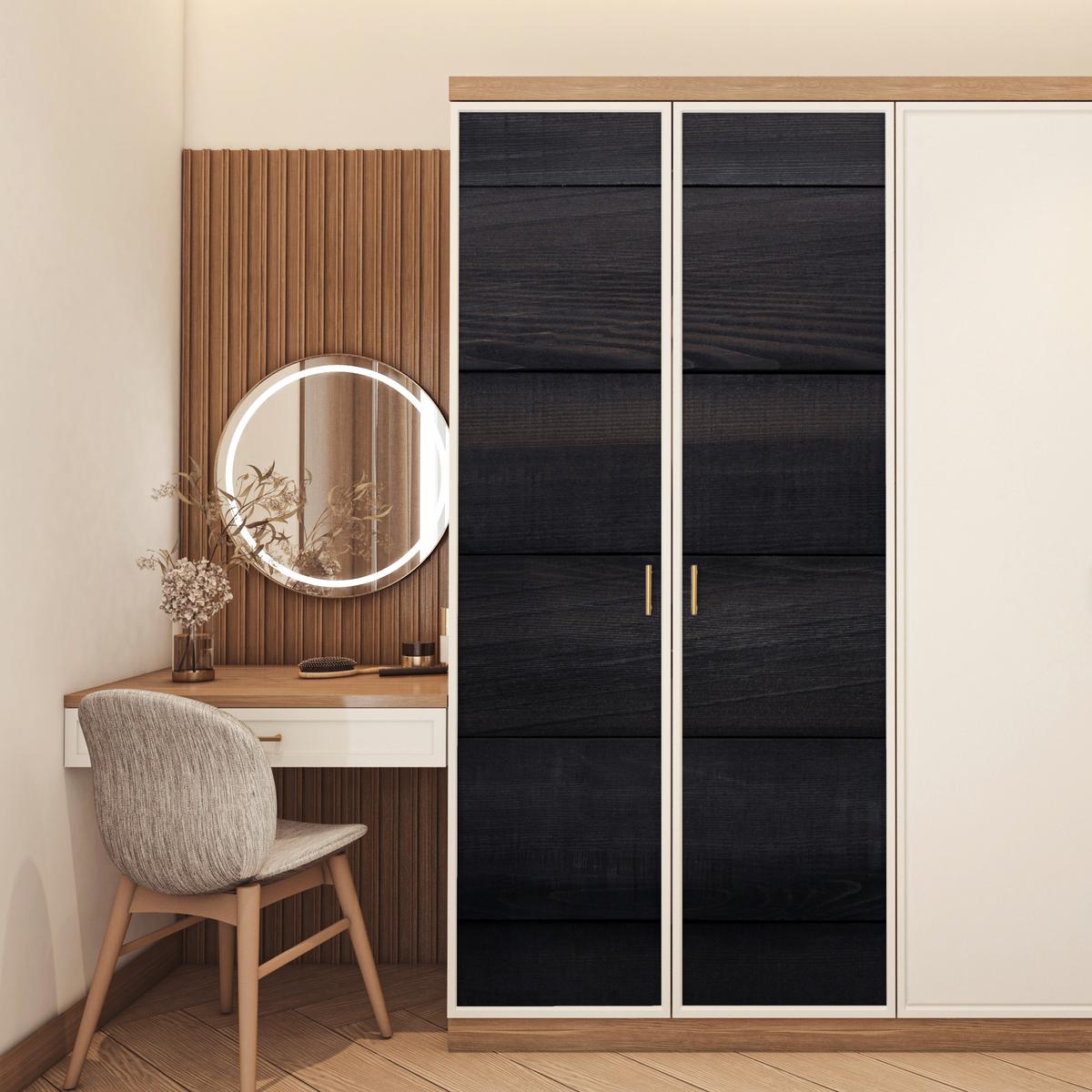 TÜRAUFKLEBER Schwarzer Hintergrund mit einer Plankenstruktur 90x215 cm - Türtapete - Schwarz, Kunststoff (90/0.1cm) - MuchoWow