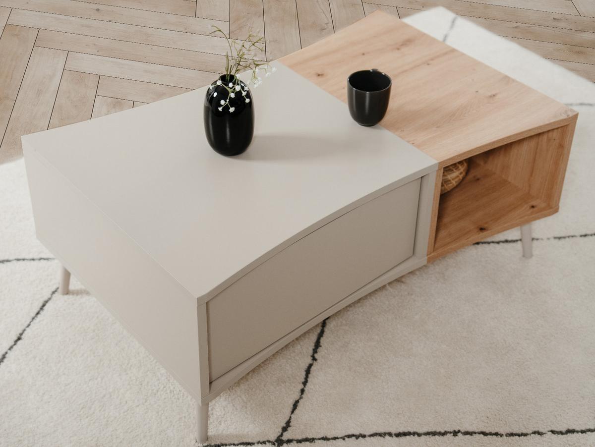 COUCHTISCH Kaschmir, Eiche Artisan 94 x 60 cm, Wohnzimmertisch mit Stauraum - Kaschmir/Eiche Artisan, Holzwerkstoff (60/94/40cm) - Furn.Design