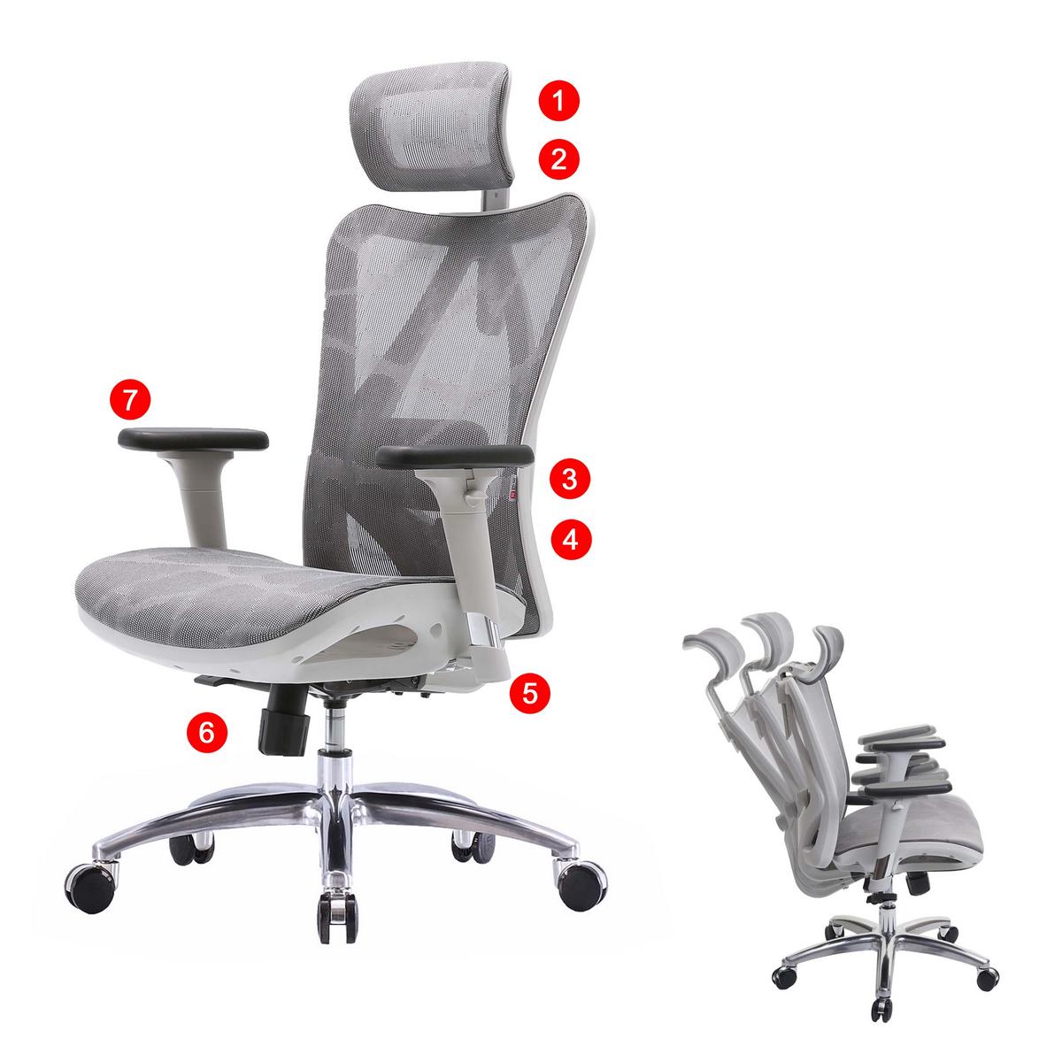 BÜROSTUHL Grau, Weiß - Weiß/Grau, Textil (66/128/93cm) - SIHOO