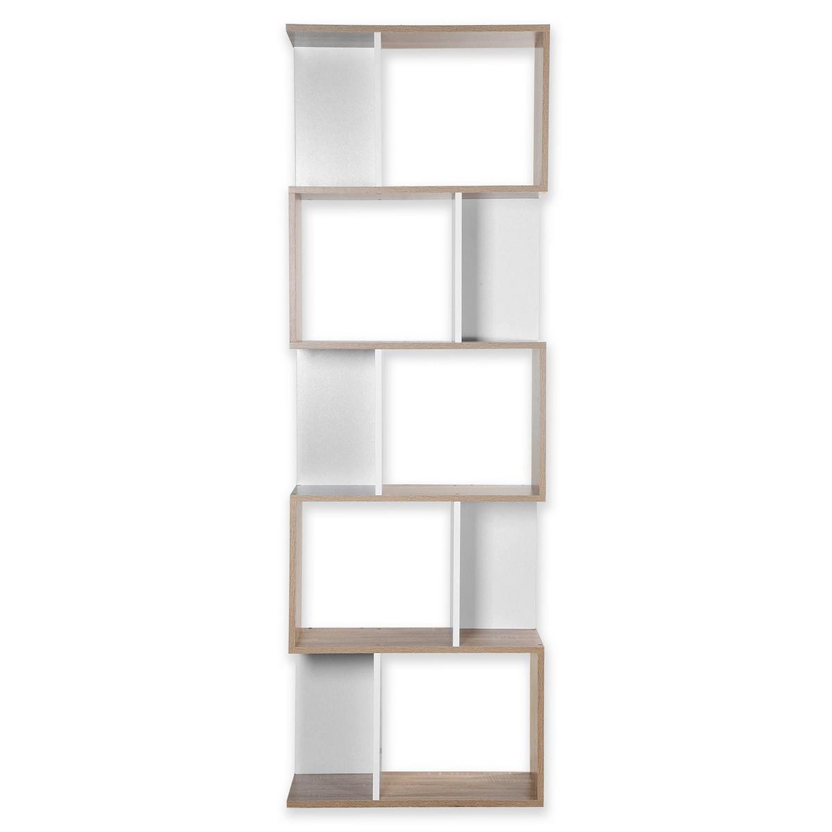 BÜCHERREGAL mit mehreren Fächern H180 cm - Dekor Holz und Weiß - Apfelbaumfarben, Holzwerkstoff (24/180/60cm) - Calicosy
