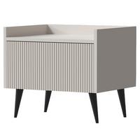 NACHTTISCH Amfali mit 1 Tür, geriffelte Fronten, Push-to-open, Metallbeine, 52 cm, Kaschmir - Kaschmir/Schwarz, Holzwerkstoff/Metall (52/45/41cm) - Beautysofa
