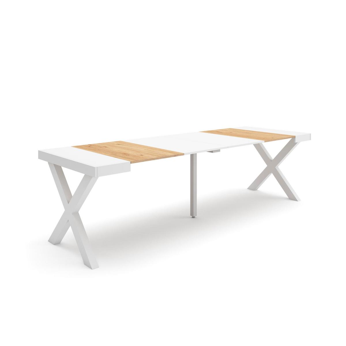 KONSOLENTISCH ausziehbar 58 bis 262cm, für 12 Gäste, eiche weiß, 90/58/73cm - Eichefarben/Weiß, Holzwerkstoff (90/262/73cm) - Skraut Home