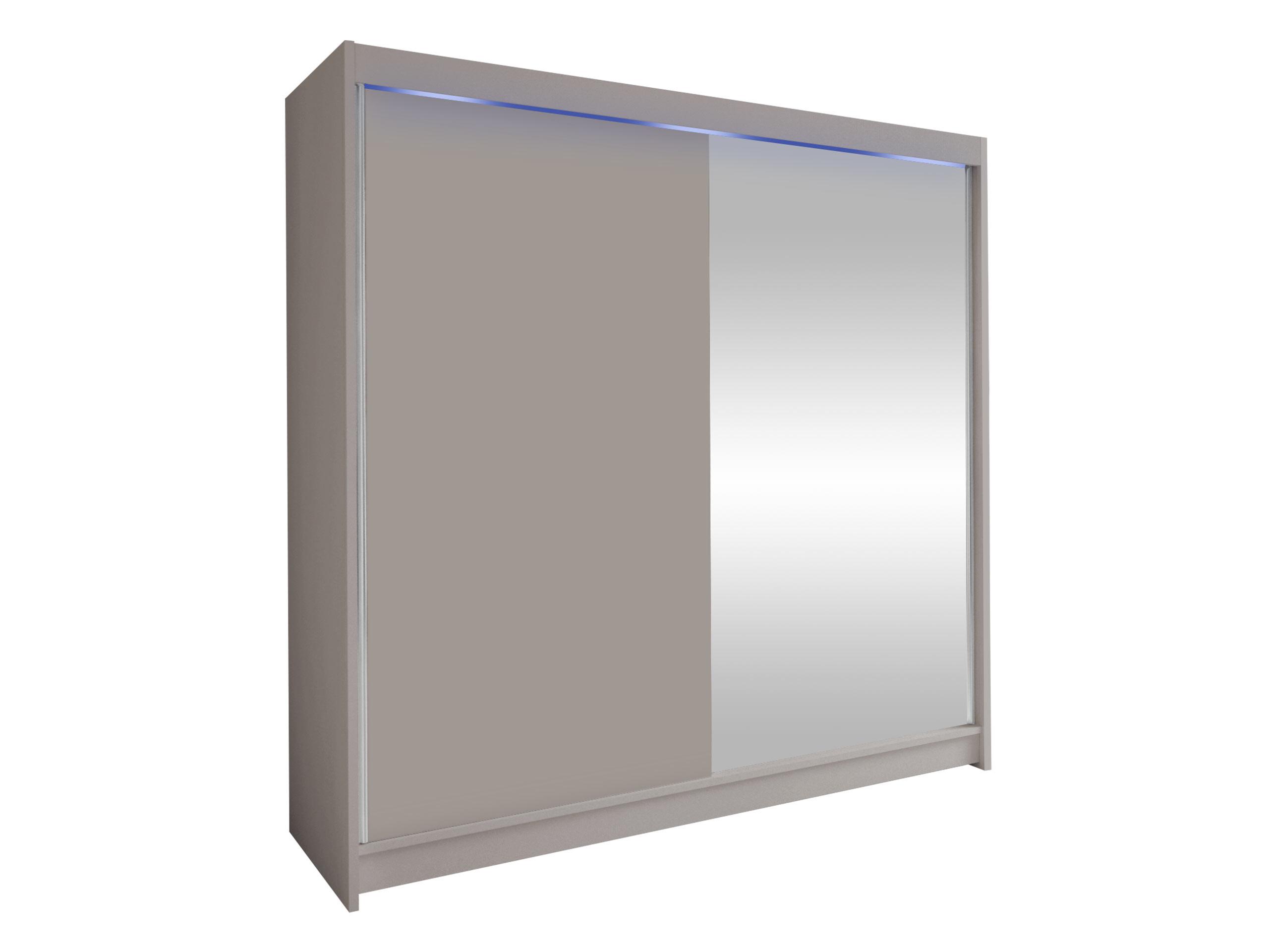 SCHWEBETÜRENSCHRANK Talin I, mit RGB LED Beleuchtung - Kaschmir/Silberfarben, Holzwerkstoff/Metall (180/215/58cm) - MIRJAN24