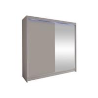 SCHWEBETÜRENSCHRANK Talin I, mit RGB LED Beleuchtung - Kaschmir/Silberfarben, Holzwerkstoff/Metall (180/215/58cm) - MIRJAN24