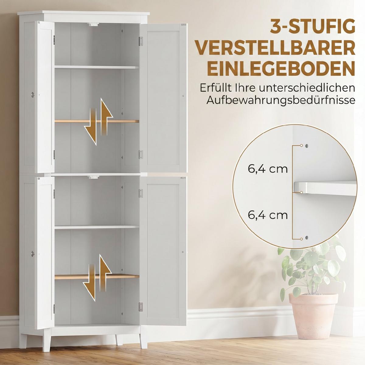 BADEZIMMERSCHRANK MDF Metall Weiß - Weiß, Holzwerkstoff/Metall (30/170/60cm) - HOMCOM