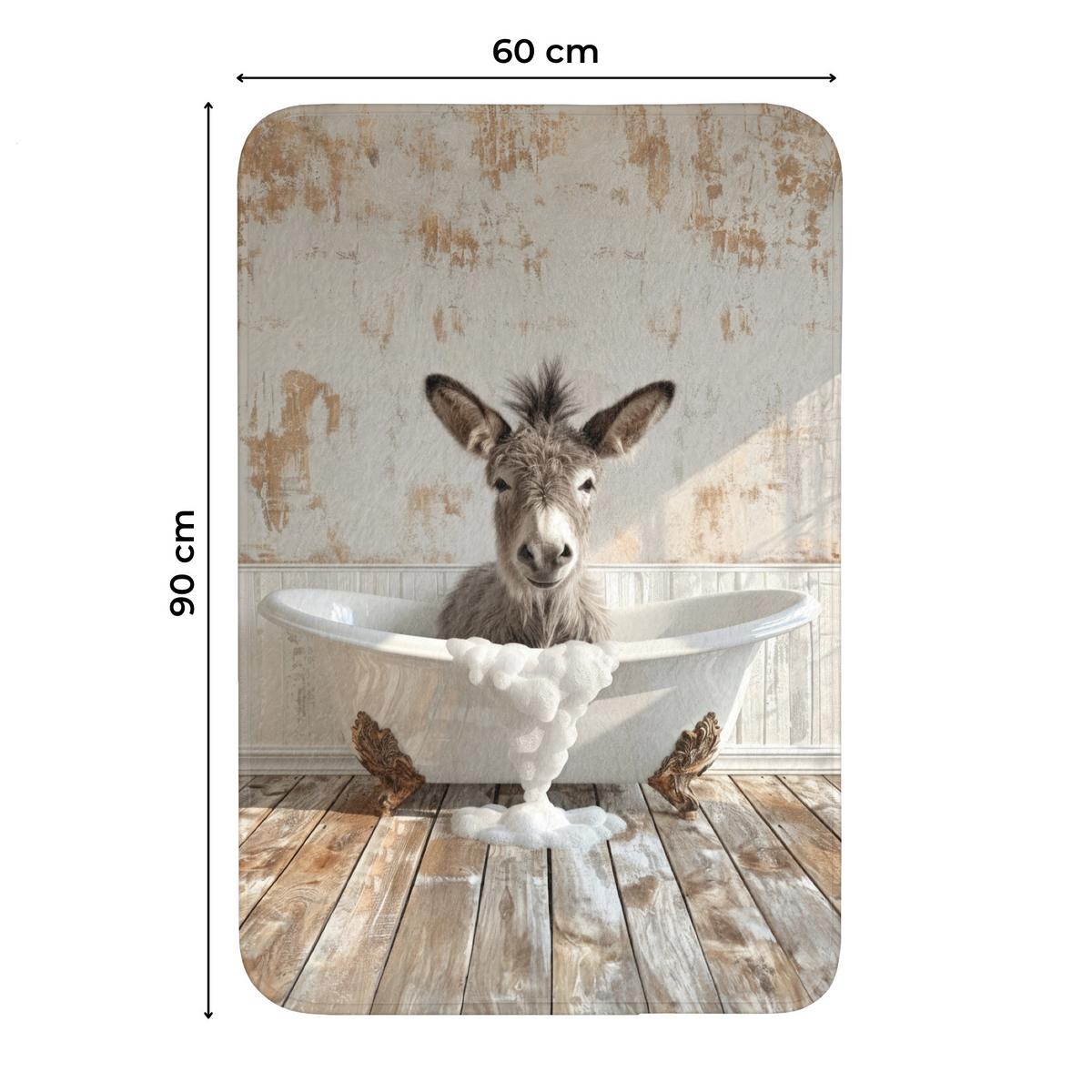 WC-VORLEGER Esel - Tiere - Badewanne - Schaumstoff Toilettenvorleger 60x90 cm - Creme, Textil (60/1cm) - OnlyWow