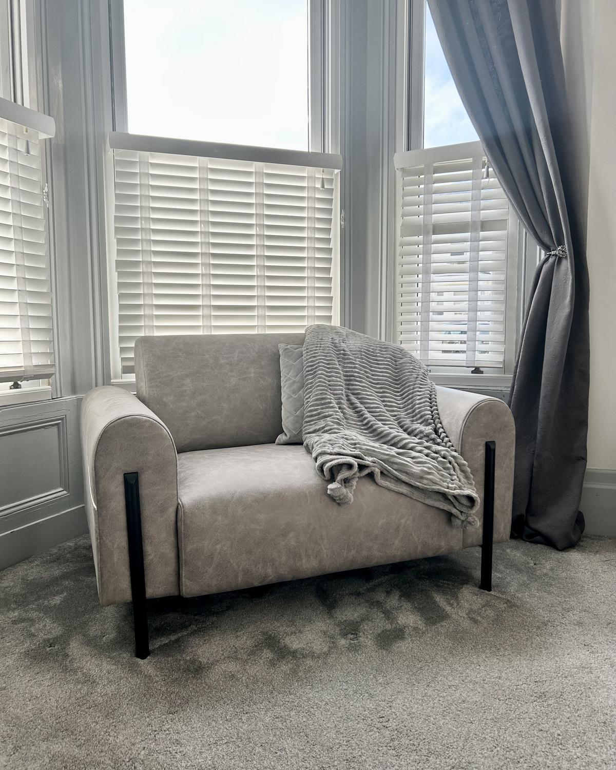 SESSEL Hellgrau Askim - Schwarz/Grau, Textil (123/79/95cm) - Beliani
