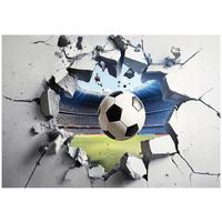 FOTOTAPETE Kinderzimmer Junge 3D Effekt Fußball 300x210 - Multicolor, Papier (300/210cm) - Wallarena