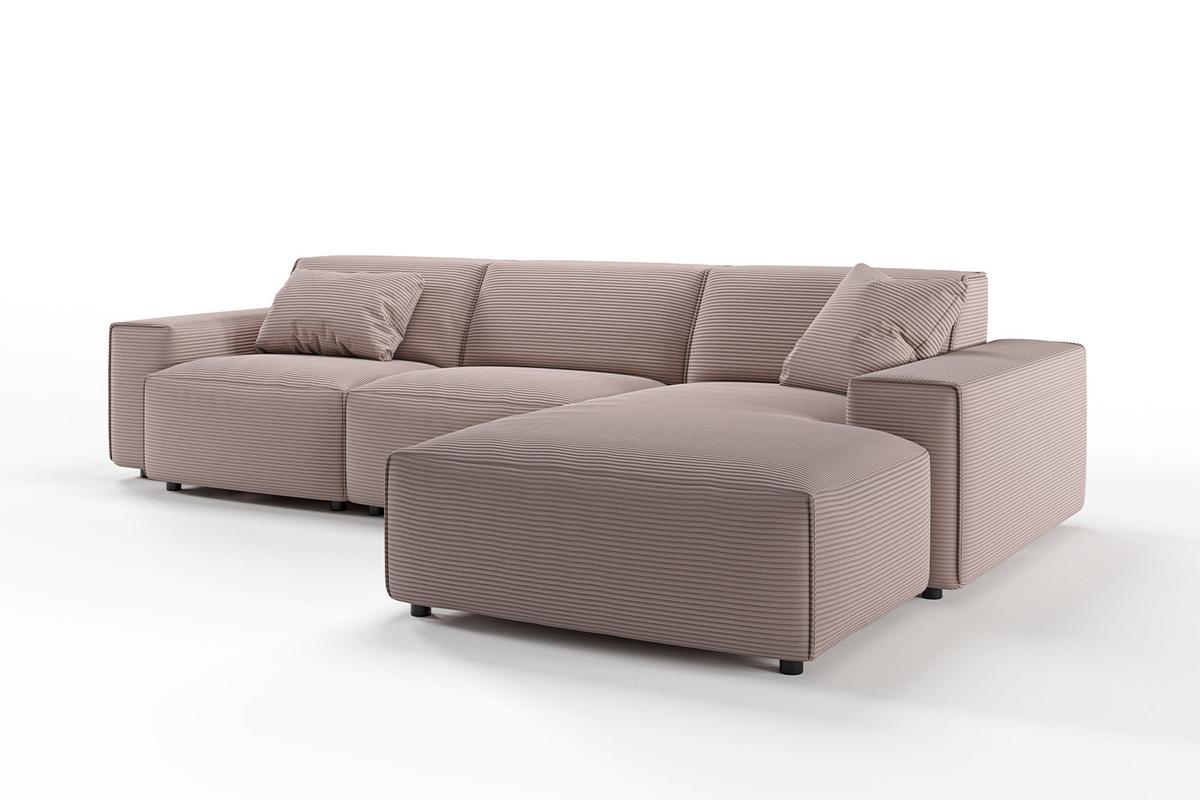 ECKSOFA RANI Pink Cord - Schwarz/Rosa, Kunststoff/Textil (299/189cm) - KAWOLA