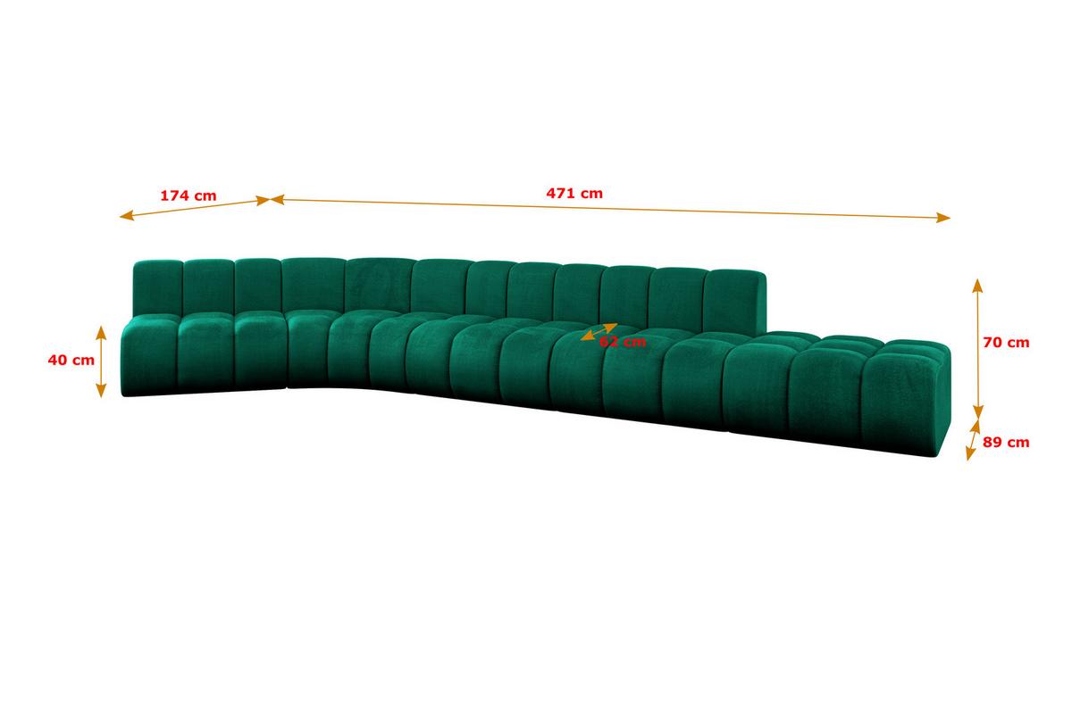 ECKSOFA modulares Sofa Brilo-L2 - 471x174x70 cm Grün - Dunkelgrün, Holzwerkstoff/Textil (471/174cm) - ALTDECOR