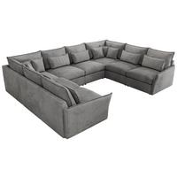 WOHNLANDSCHAFT VERSO U 8M Hellgrau Velvet - Hellgrau/Schwarz, Kunststoff/Textil (362/93/270cm) - MKS