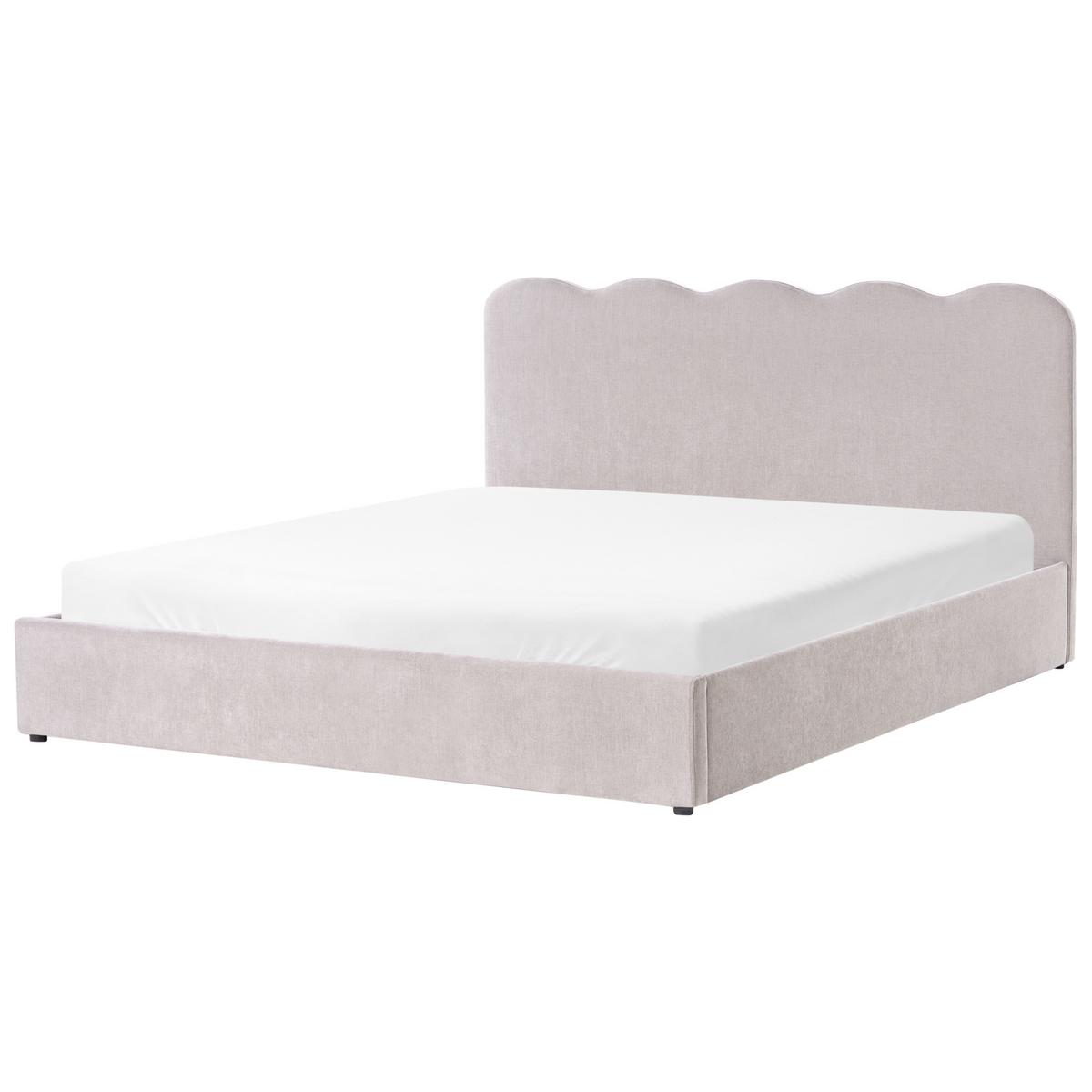BETT mit Stauraum 180/200 cm Chenillegewebe Taupe Nanterre - Taupe, Textil (180/200cm) - Beliani