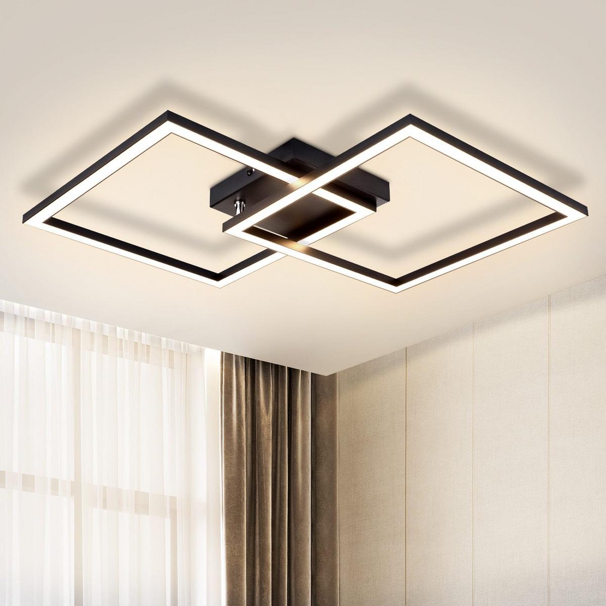 LED-DECKENLEUCHTE Mapes 46.1/46.1/5.8 cm - Schwarz, Metall (46.1/46.1/5.8cm) - Nettlife
