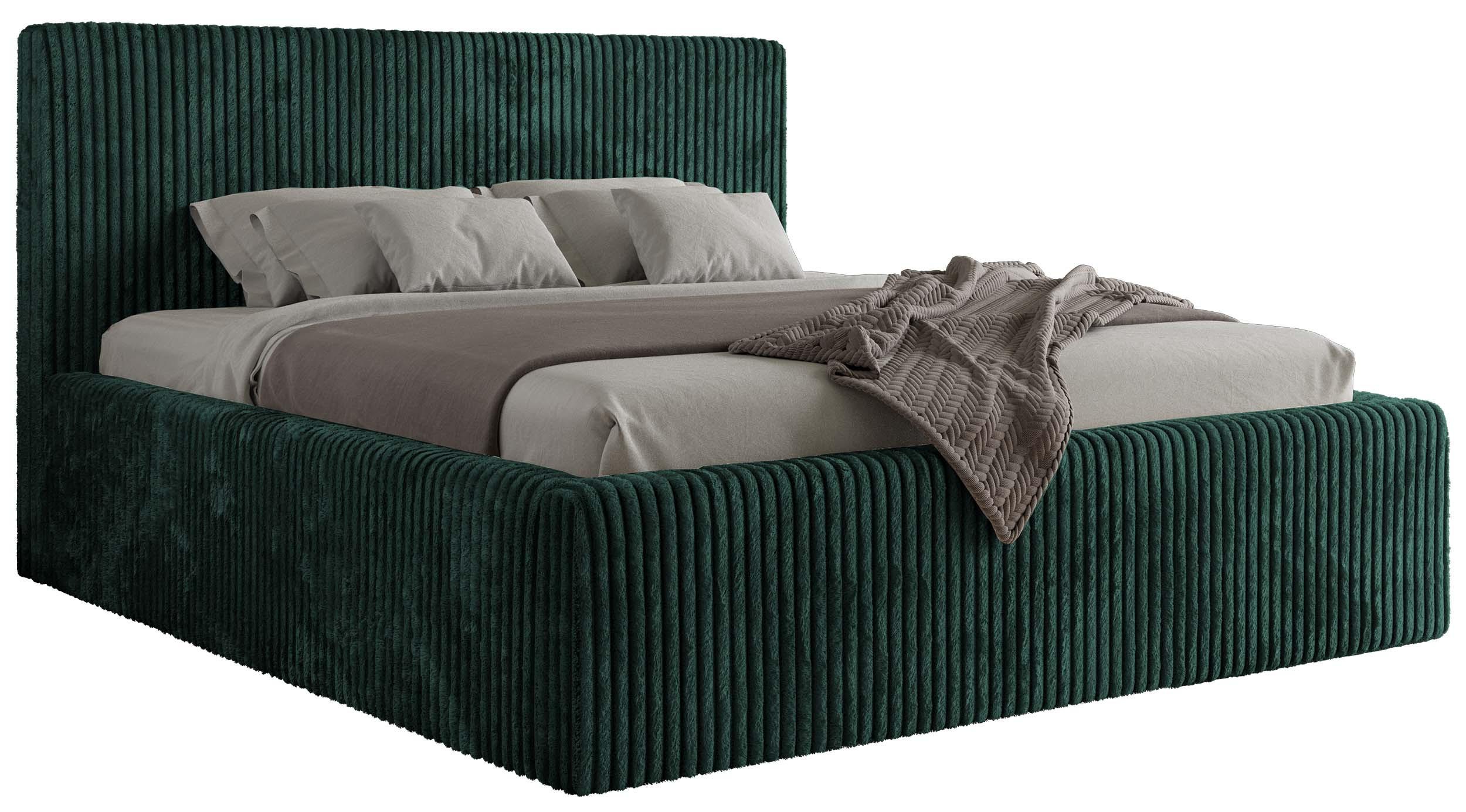 POLSTERBETT TILIANO CLASSIC 200/200 - Dunkelgrün Cord - Pocket-Matratze - Dunkelgrün, Textil (200/200cm) - MKS