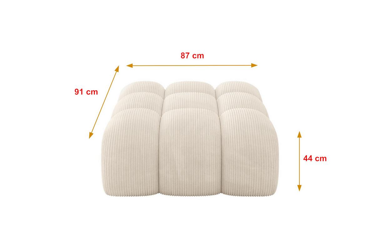 POUF OLEA-PUF 91x87x44 cm Beige Cord Modular Sitzhocker - Greige/Beige, Holzwerkstoff/Kunststoff (91/44/87cm) - ALTDECOR