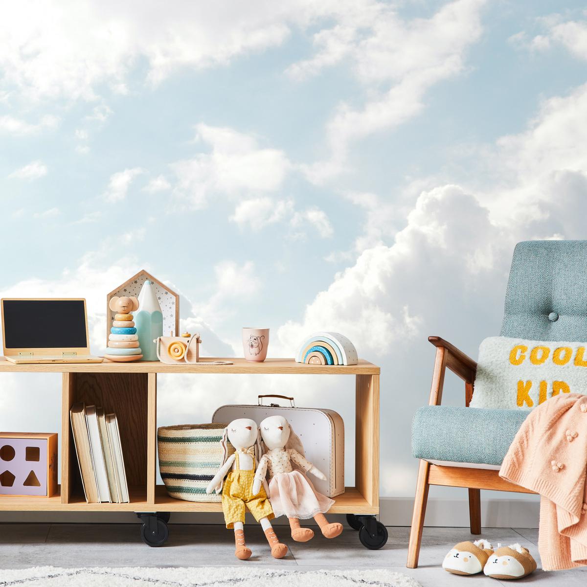 FOTOTAPETE für Schlafzimmer Dichte Weiße Wolken Himmel 100x70 - Blau/Weiß, Papier (100/70cm) - Muralo