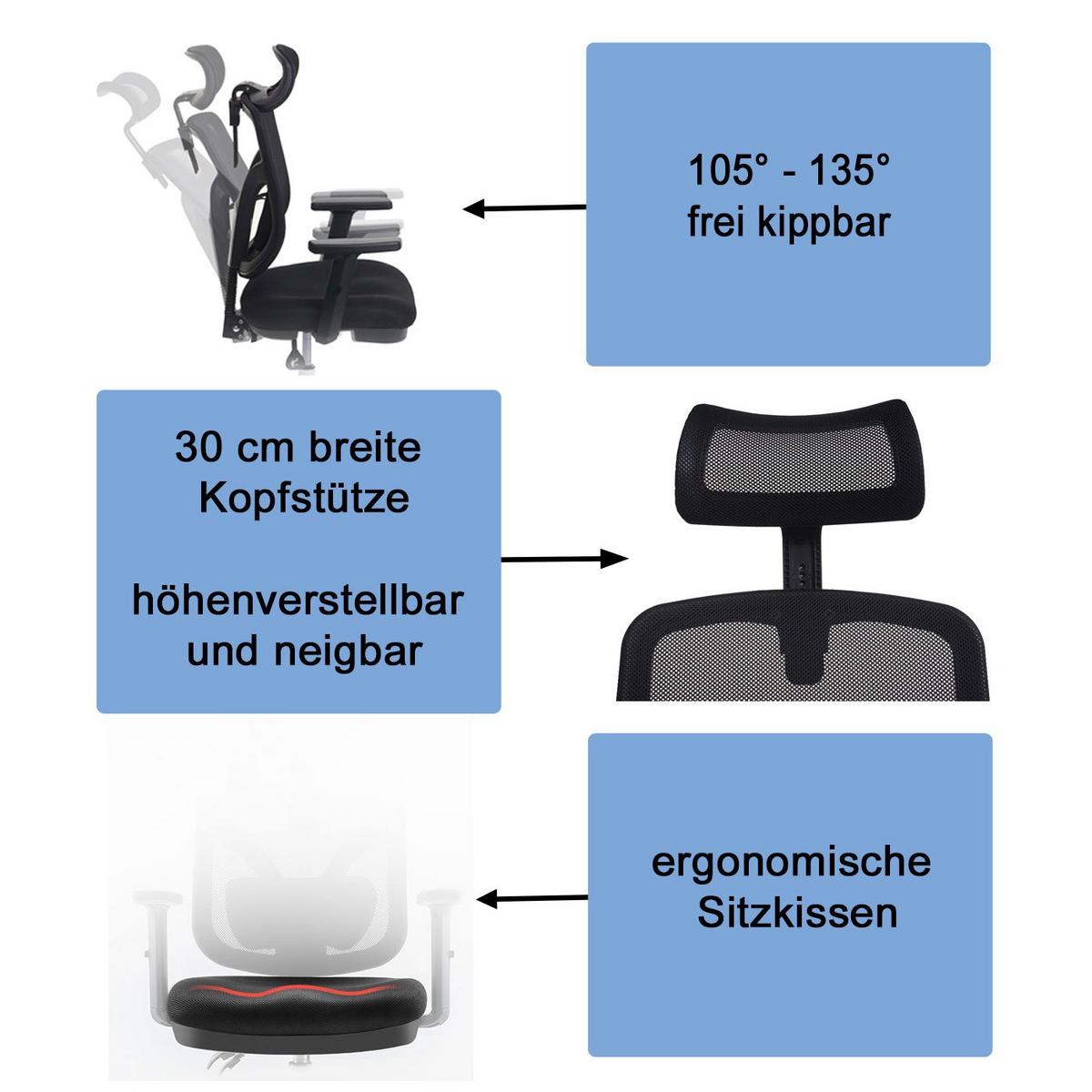 BÜROSTUHL Grau - Grau, Textil (66/127/93cm) - SIHOO