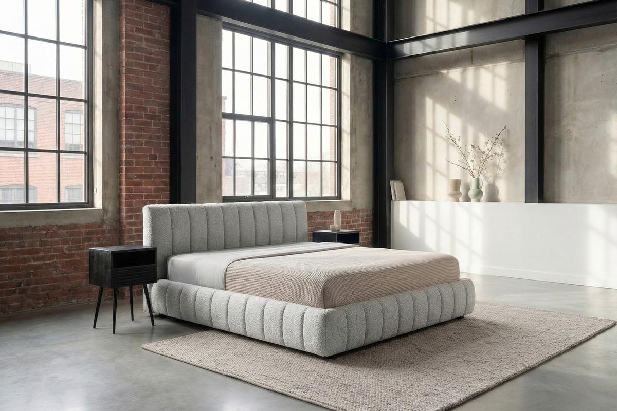 POLSTERBETT ALIOTTA Grau Bouclé - Grau, Textil (180/200cm) - KAWOLA